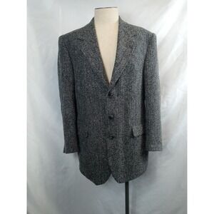 VTG Palo Savino Mens Gray 3 Button Wool Sportscoat Blazer Size 44L Milano Rome